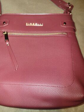 Fiorelli Red Vegan Leather Handbag Zip Pockets Shoulder Bag Satchel Purse Chic